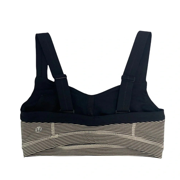 Lululemon Run Engage Bra Tonka Stripe Cashew/Black Wide Straps Athletic Size 4 - Picture 6 of 9